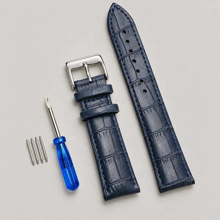 The Ledger Leather Watch Band, Dark blue