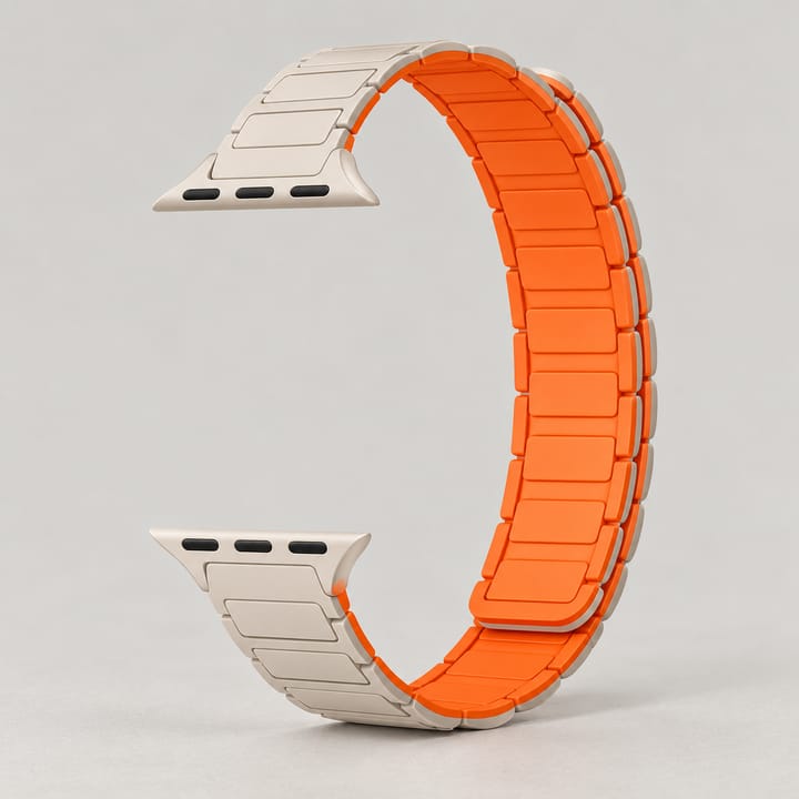 The Magnetic Silicone Apple Watch Band, Starlight orange