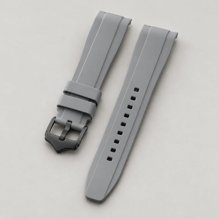 The Current Curved-End Silicone Band, Gray band, black buckle