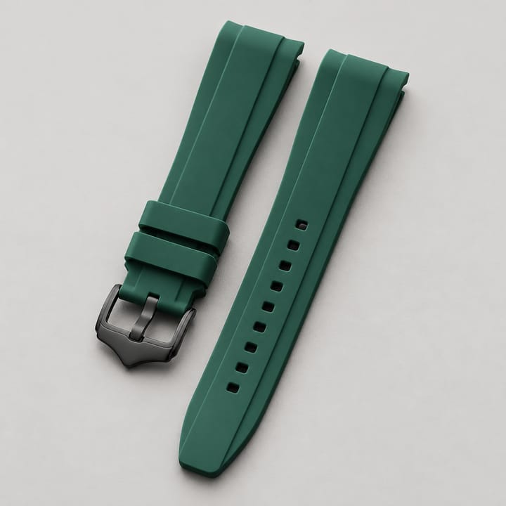 The Current Curved-End Silicone Band, Army green band, black buckle