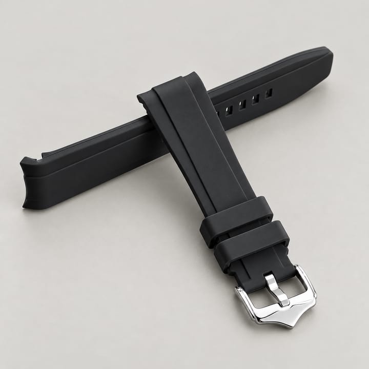 The Current Curved-End Silicone Band, Black band, silver-tone buckle
