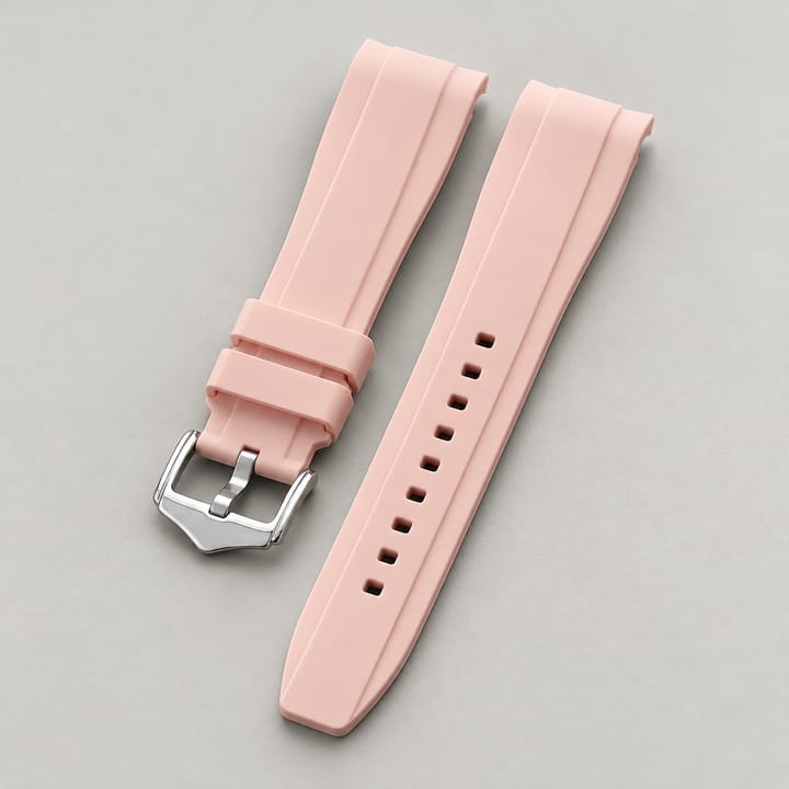 The Current Curved-End Silicone Band, Pink band, silver-tone buckle