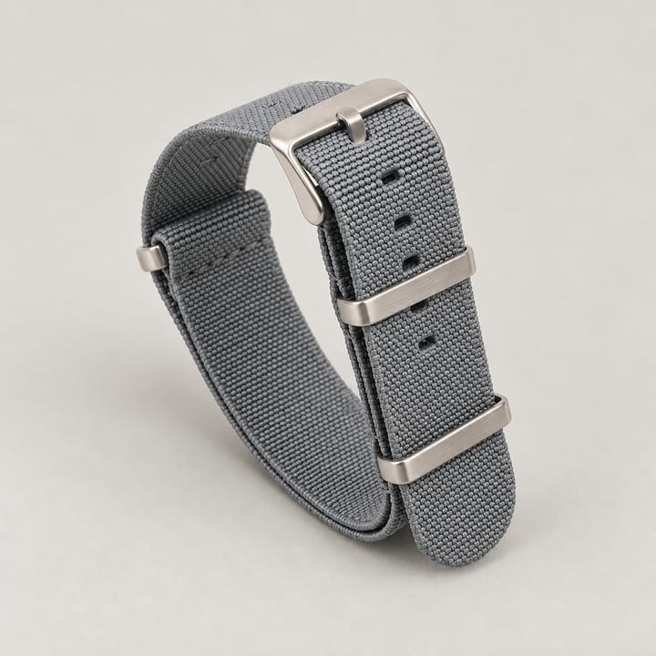 The Parachute Elastic NATO Strap, Gray with steel hardware